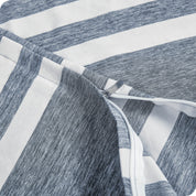 A close up view of the zipper of the microfiber duvet cover.