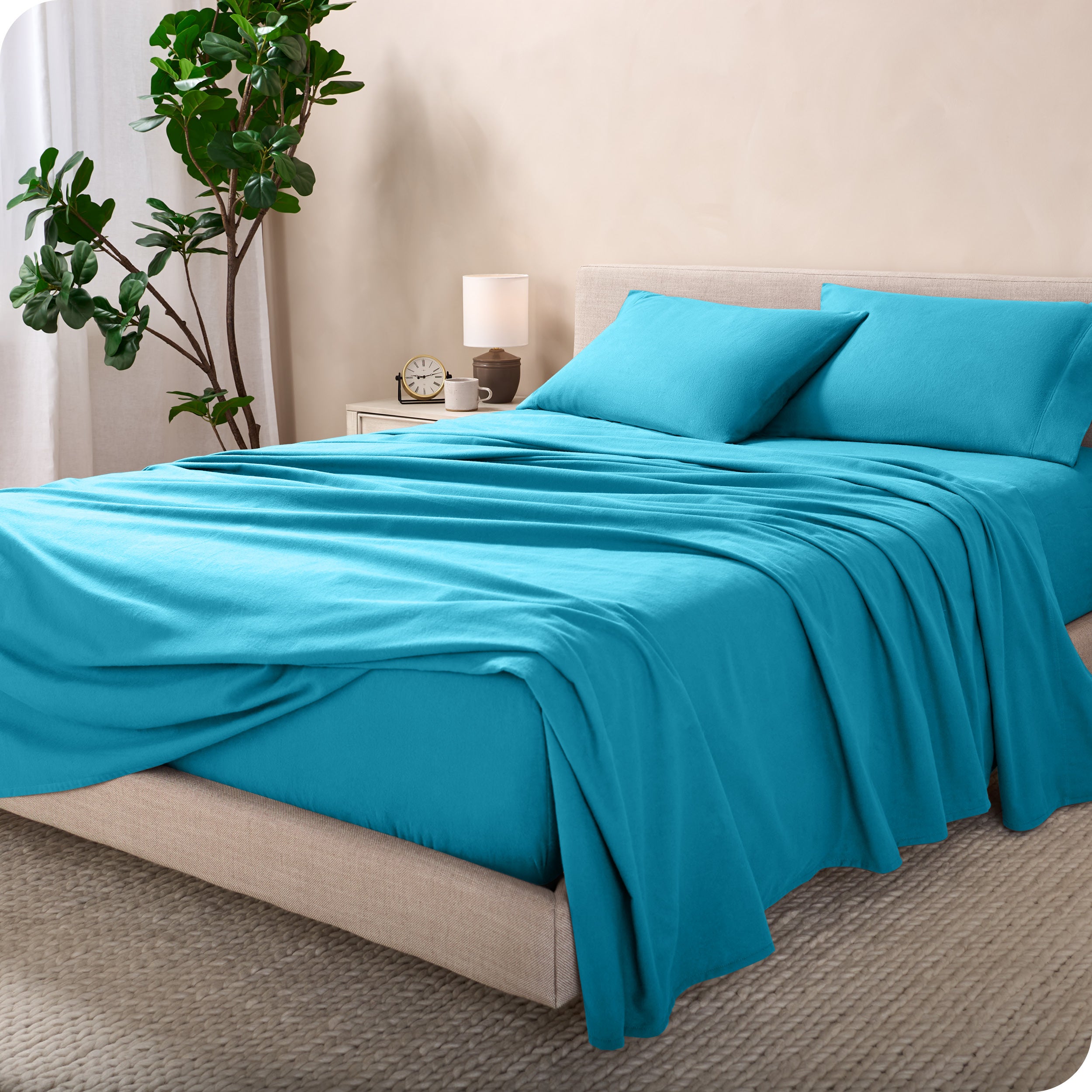 Flannel sheets on a bed