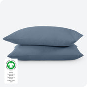 2 percale pillowcases on pillows set on a white background