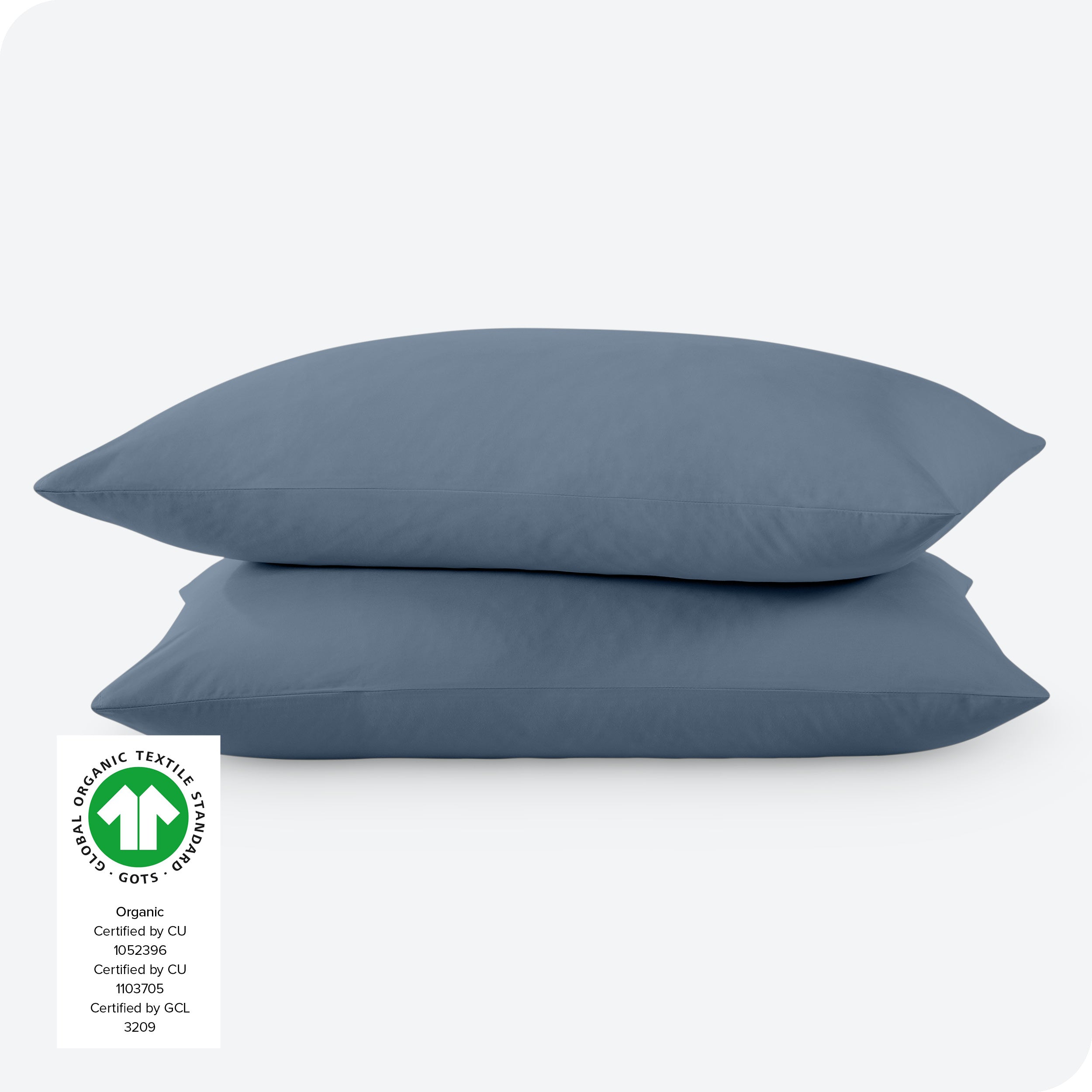 2 percale pillowcases on pillows set on a white background