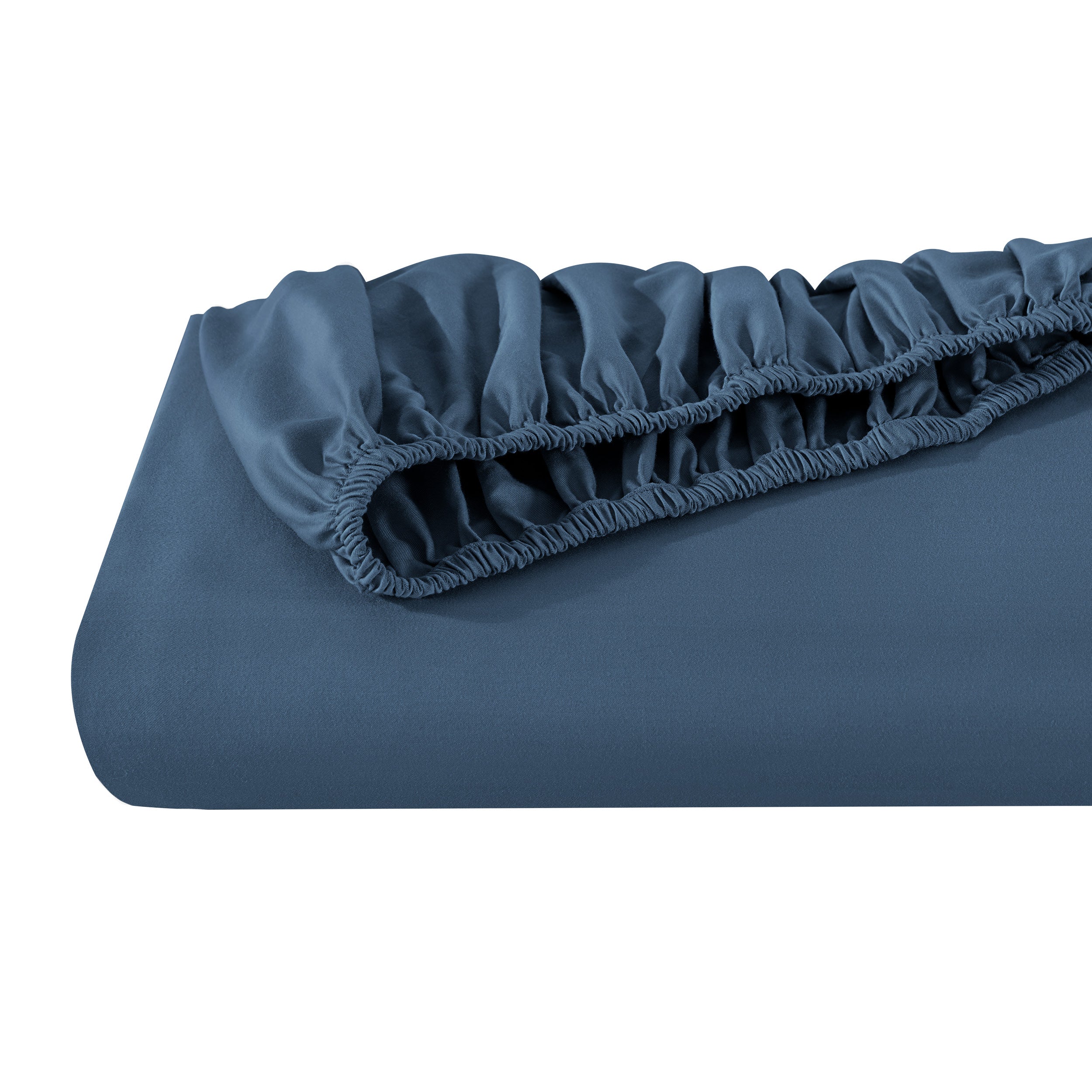 A single fitted sheet folded neatly showing part of the elastic