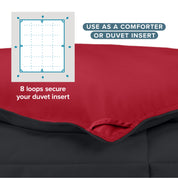 The 8 loops of the comforter used to attach a duvet cover.