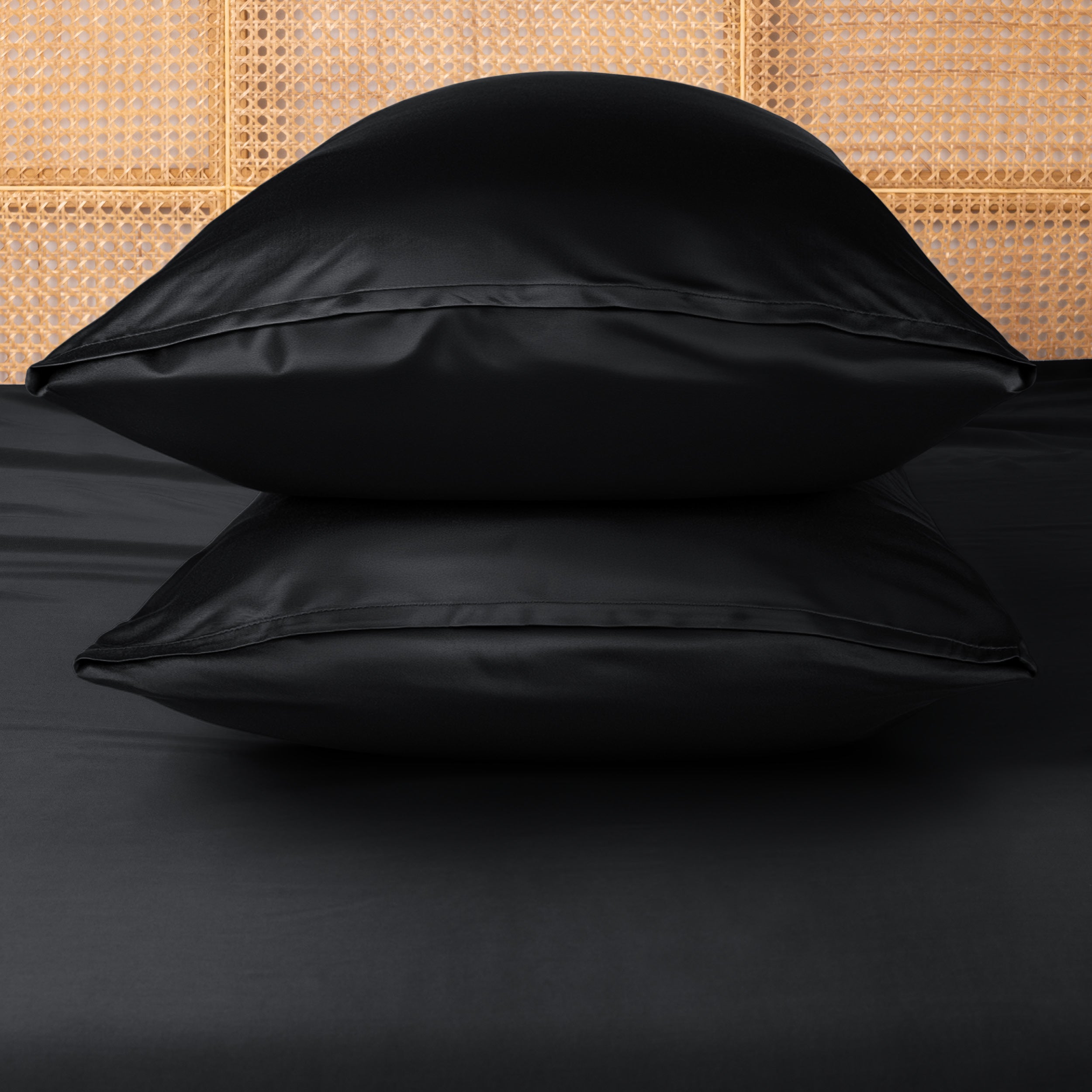 Bamboo pillowcases on a matching sheet