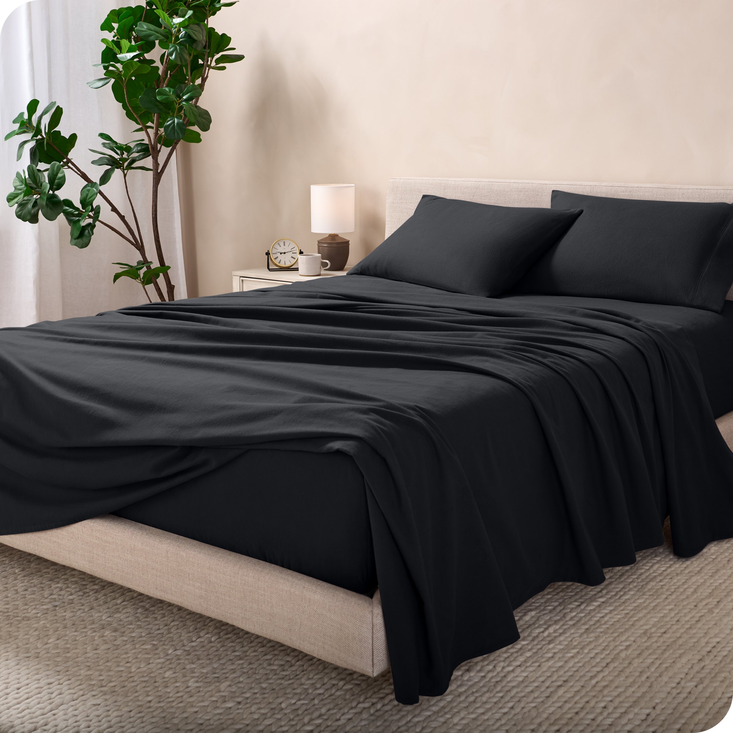 Flannel sheets on a bed