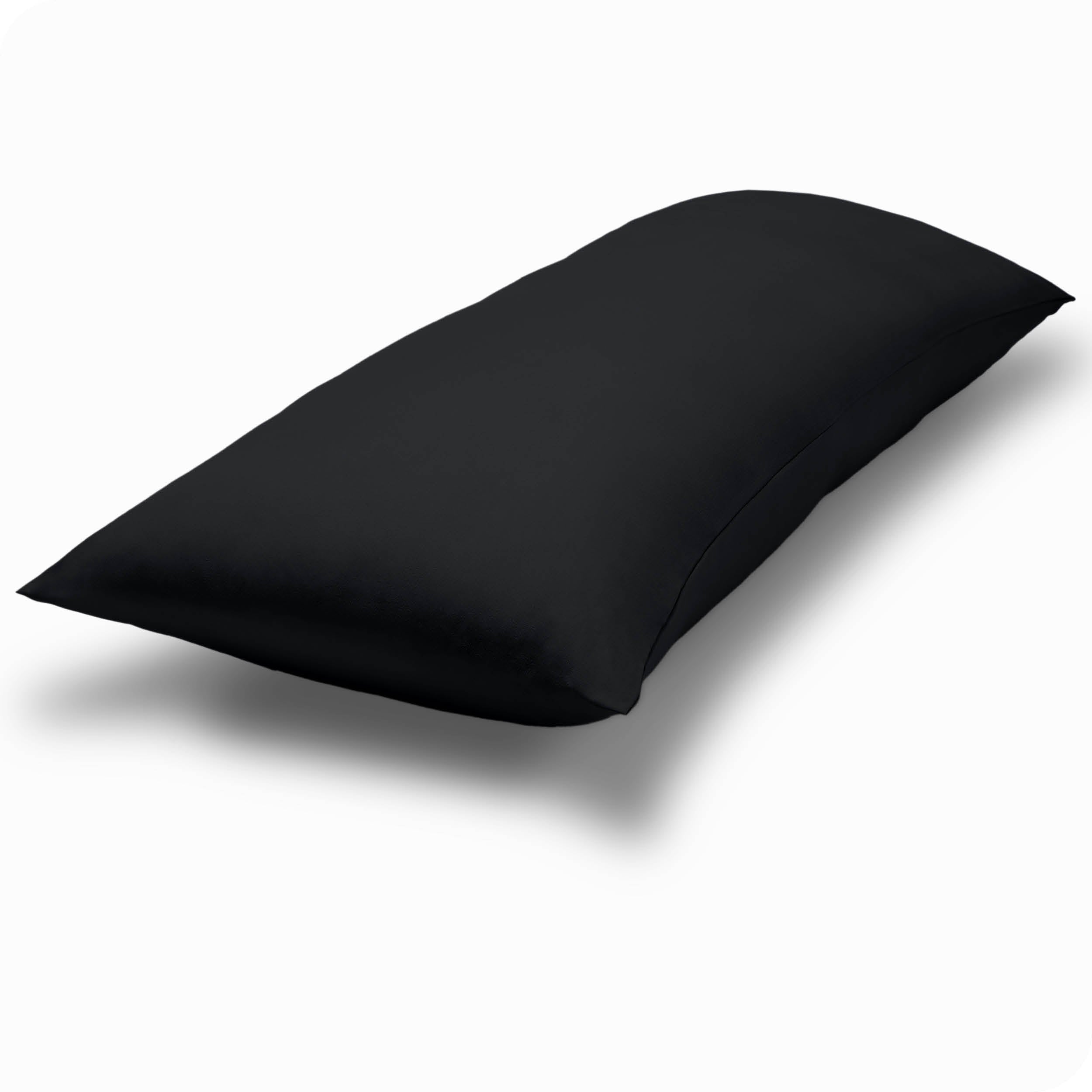 A body pillow cover on a pillow on a plain white background