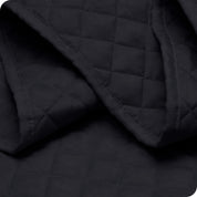 Close up of a coverlet showing the stitching