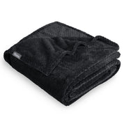 A folded microplush blanket