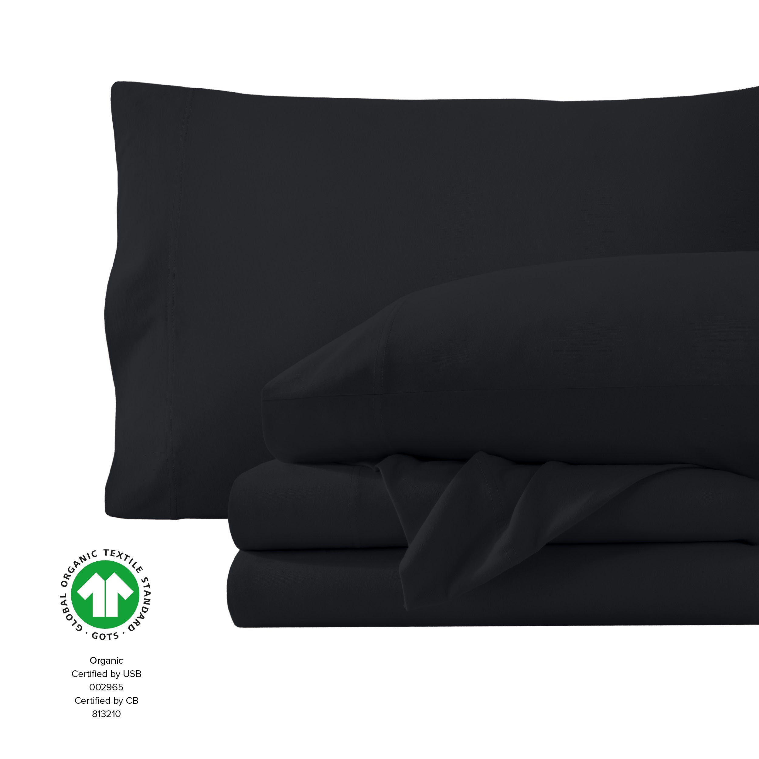 Organic jersey sheets folded and stacked