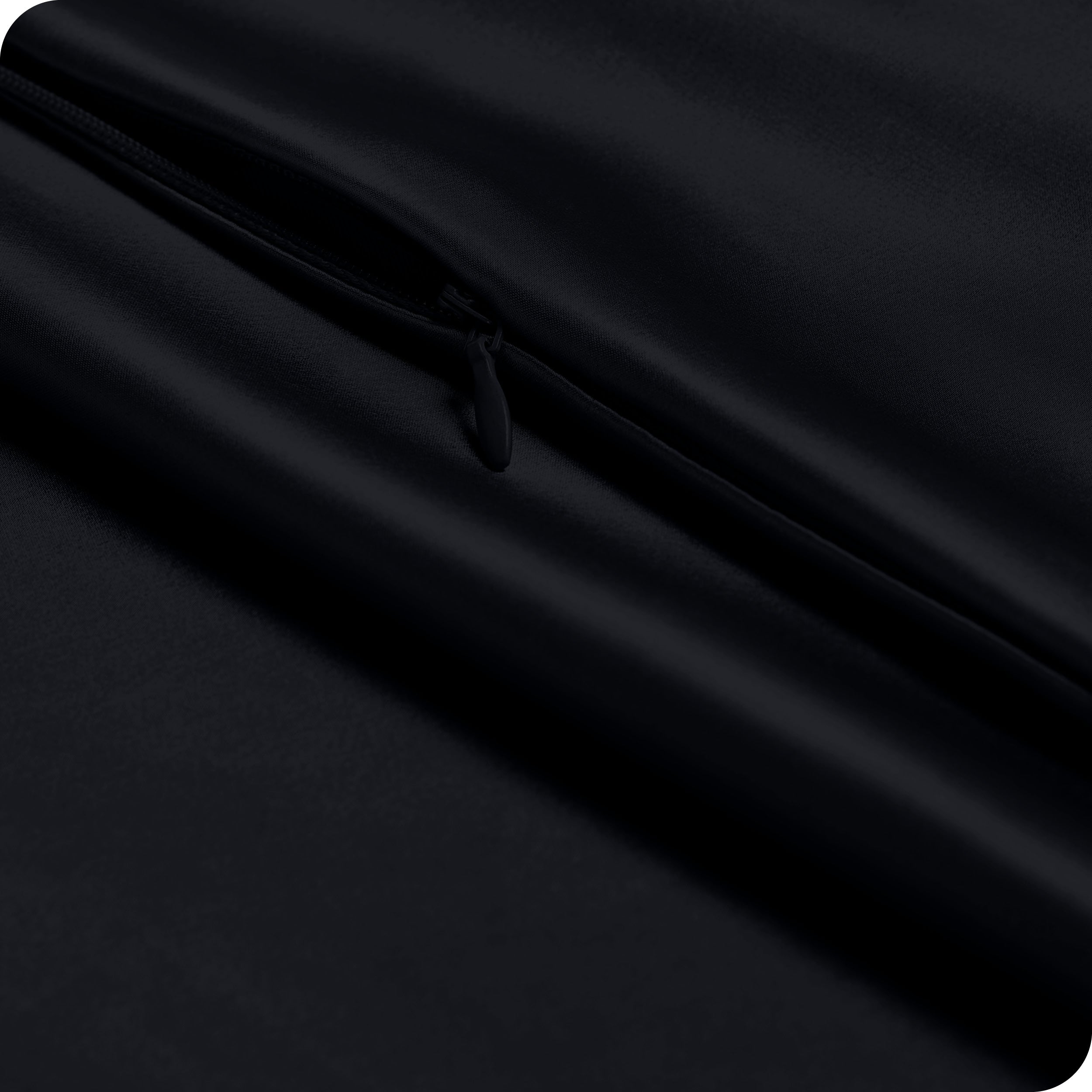 Zipper on a satin pillowcase