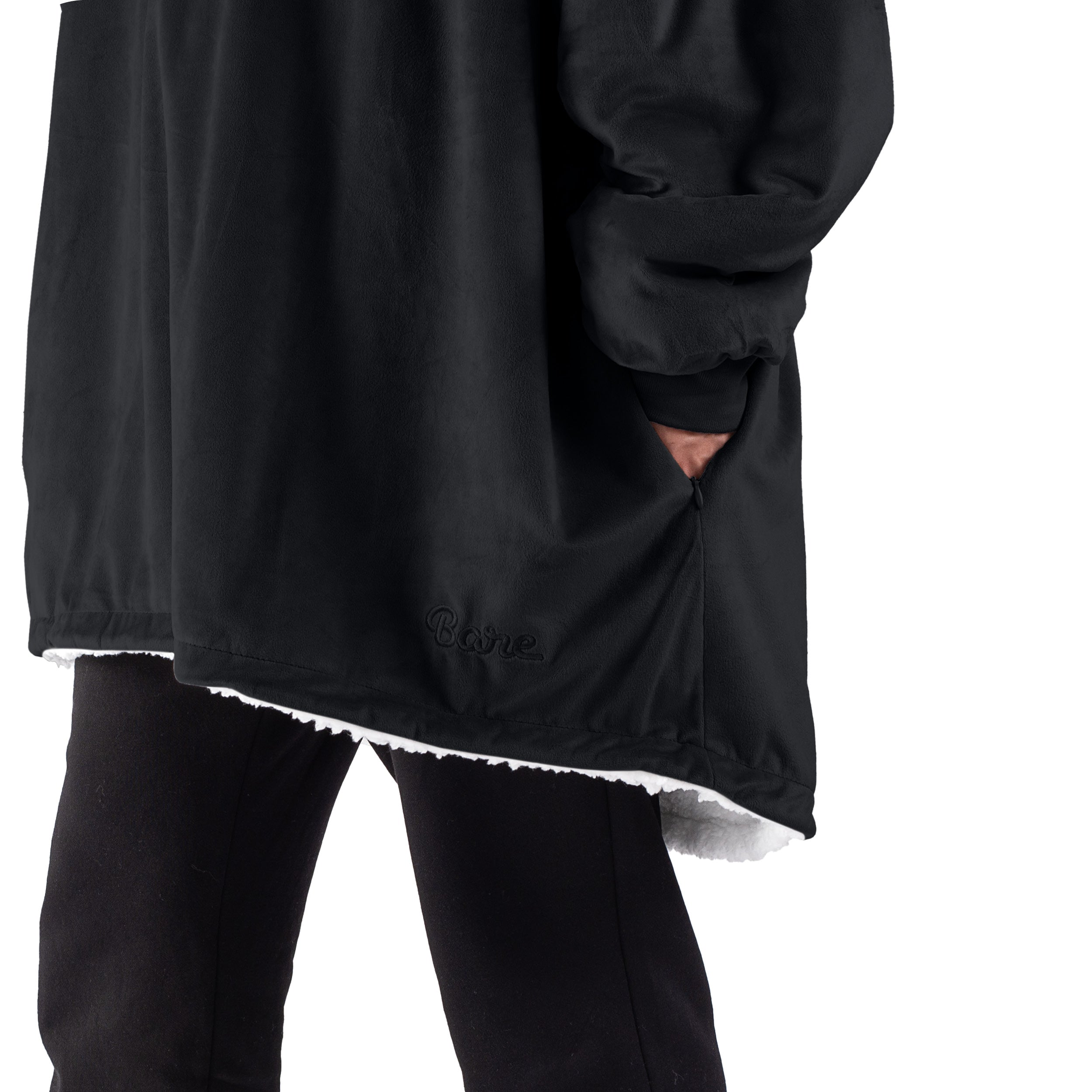 Close up of the pocket on a wearable blanket