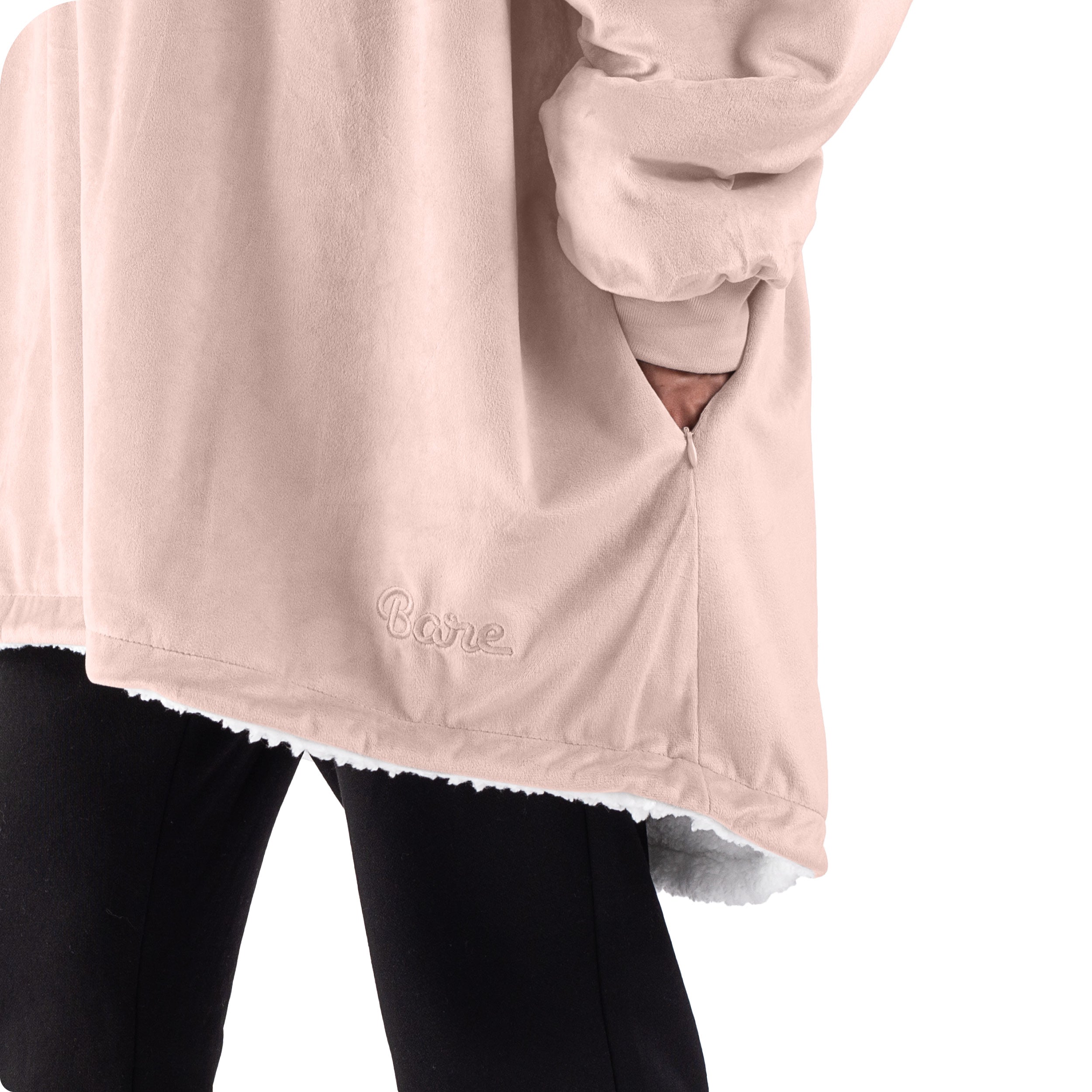 Close up of the pocket on a wearable blanket