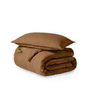 Microfiber duvet cover set folded and stacked