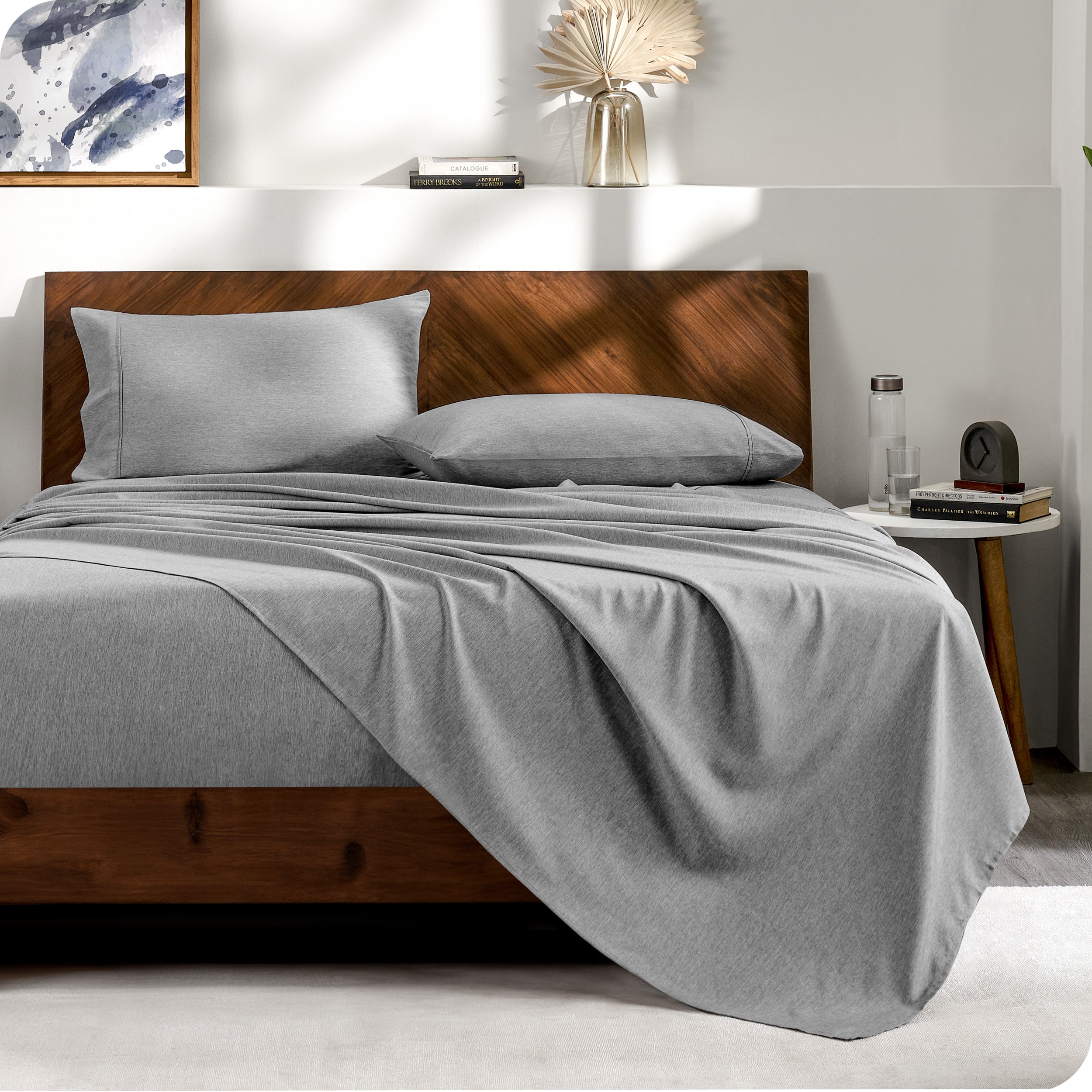 Matching sheets and pillowcases on a bed