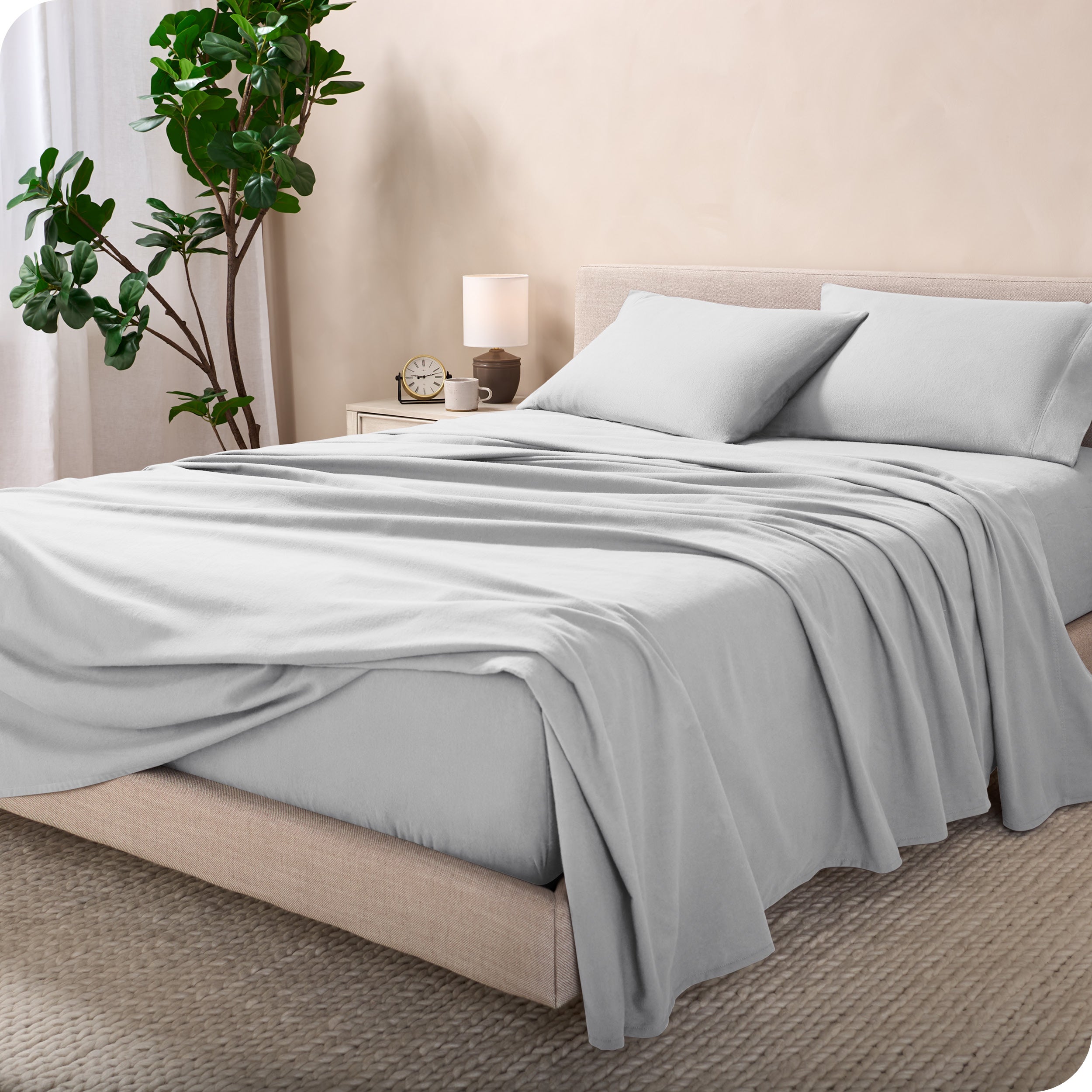 Flannel sheets on a bed