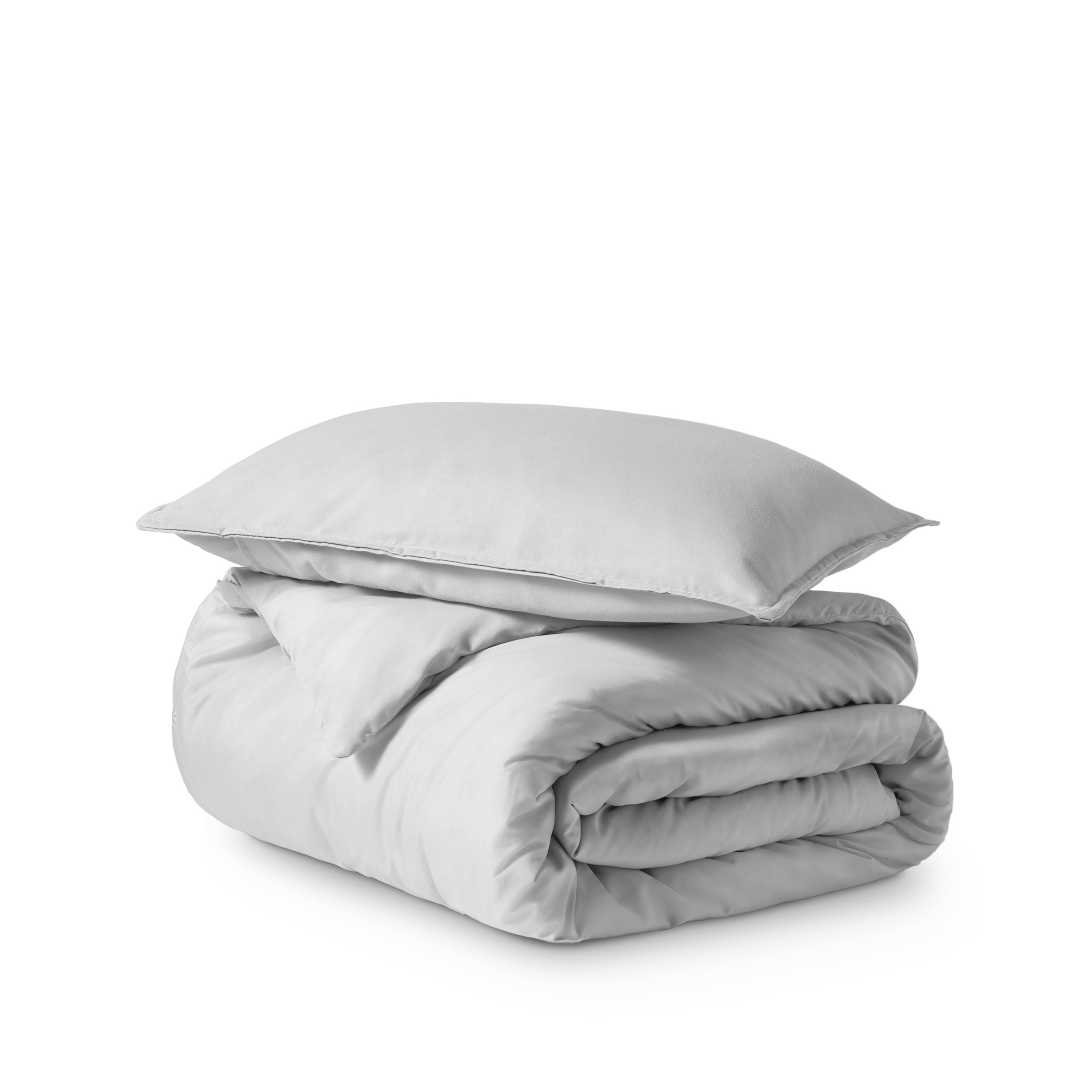 Microfiber duvet cover set folded and stacked