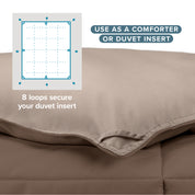 The 8 loops of the comforter used to attach a duvet cover.