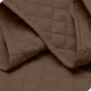 Close up of a coverlet showing the stitching