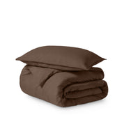 Microfiber duvet cover set folded and stacked