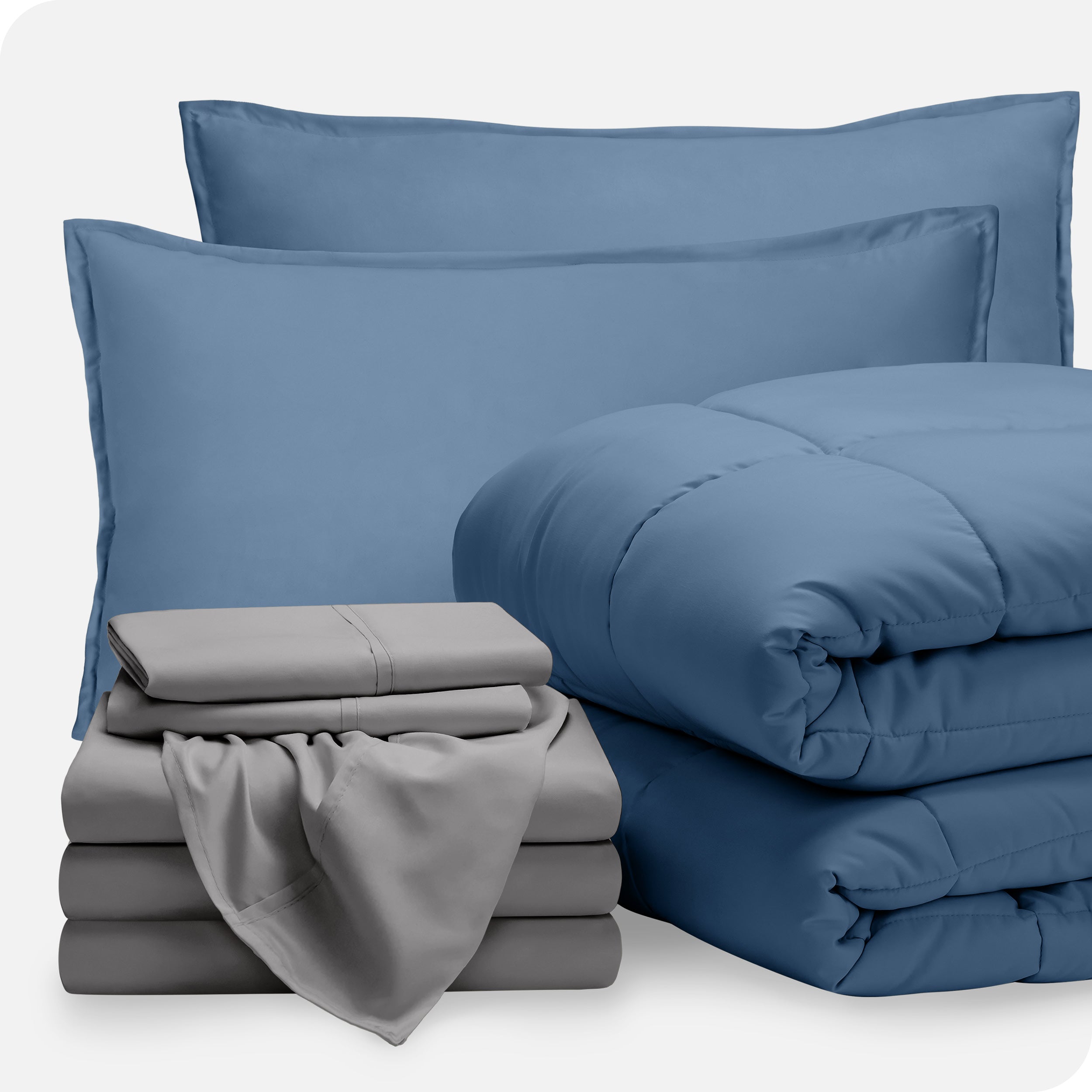 A bed in a bag folded and stacked neatly