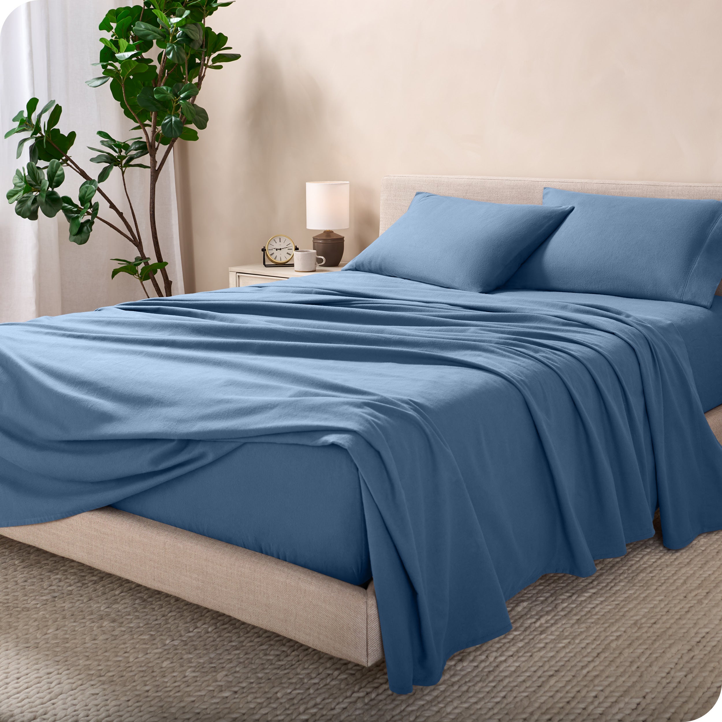 Flannel sheets on a bed