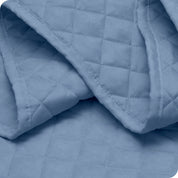 Close up of a coverlet showing the stitching