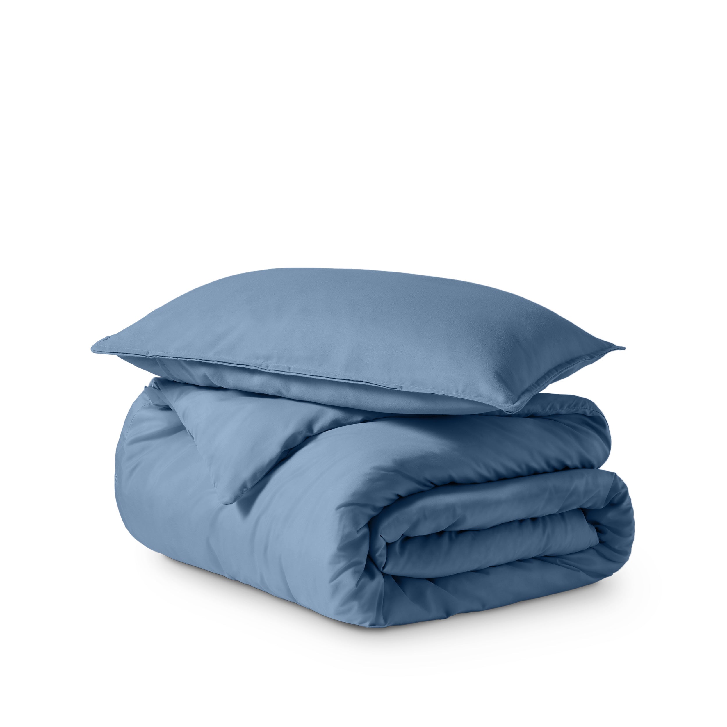 Microfiber duvet cover set folded and stacked