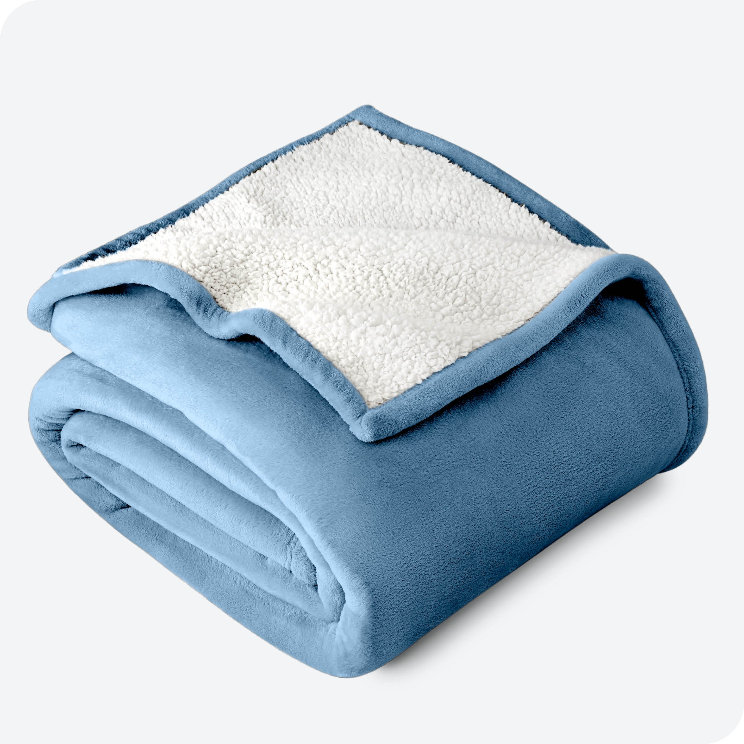 Coronet Blue Sherpa Blanket folded