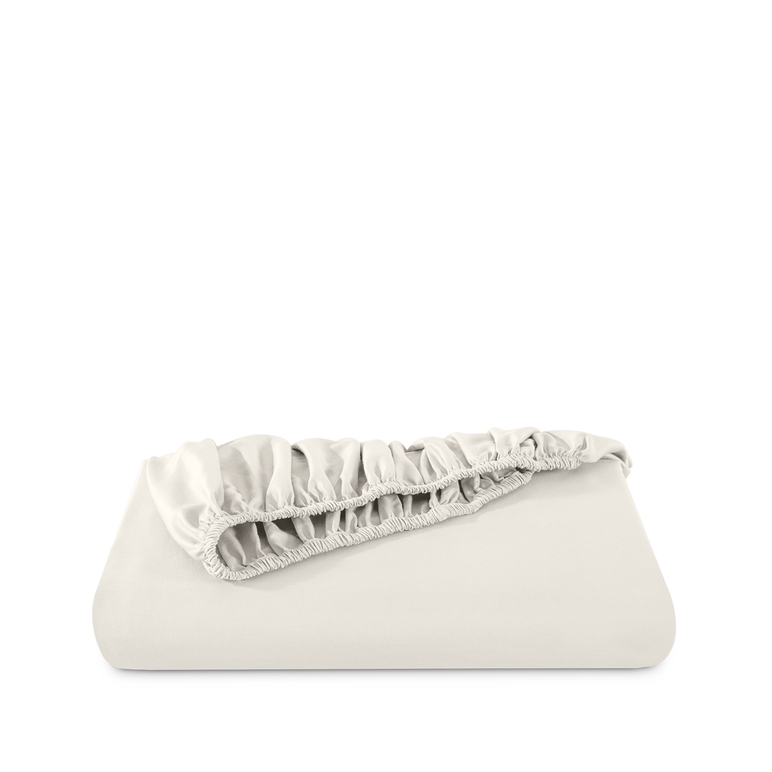 Fitted sheet neatly folded on a white background