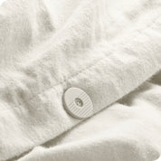 A close up of the tie corner of the duvet cover.