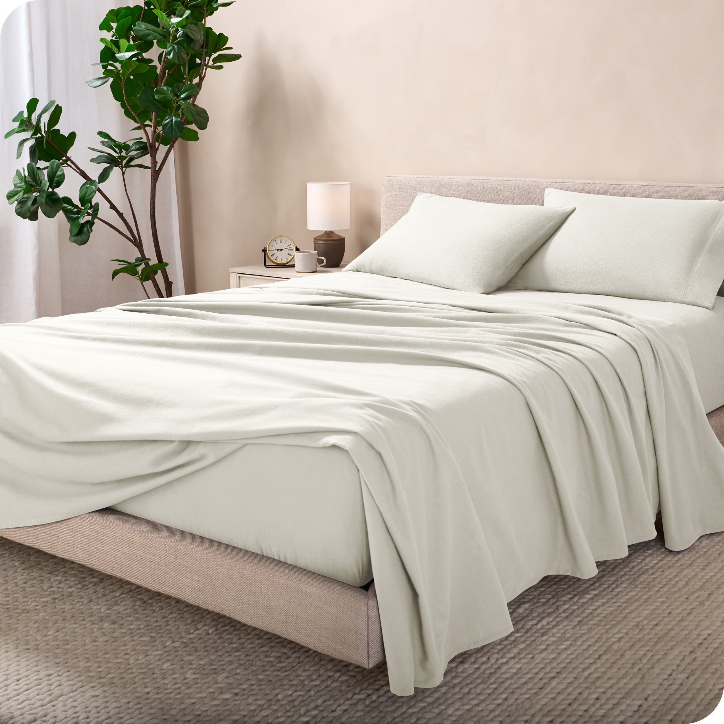 Flannel sheets on a bed