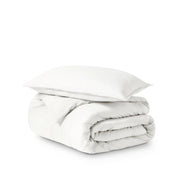 Microfiber duvet cover set folded and stacked