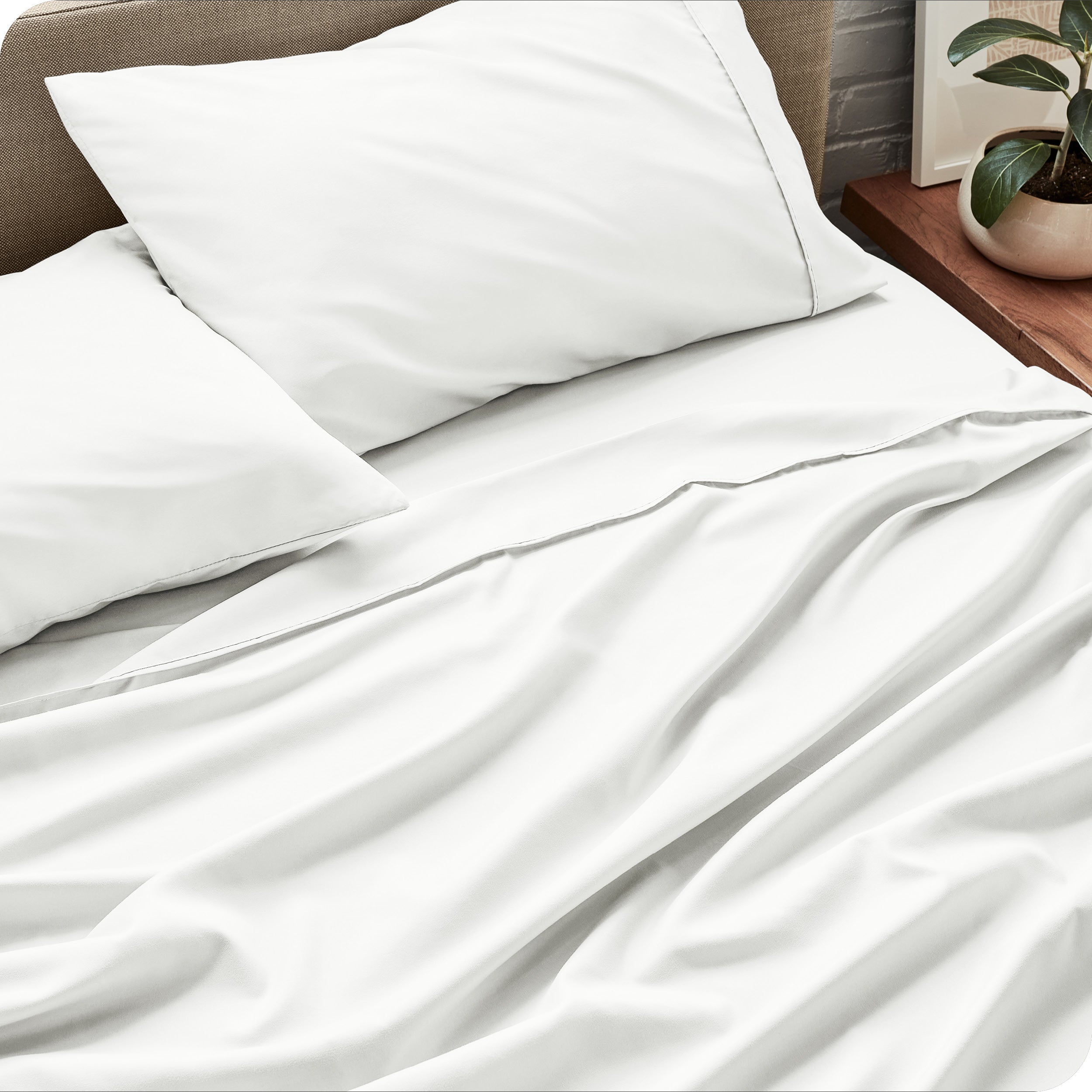 Close up of a microfiber sheet set on a bed