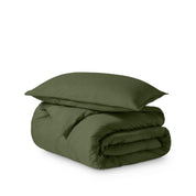 Microfiber duvet cover set folded and stacked