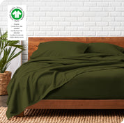Organic flannel sheets on a bed
