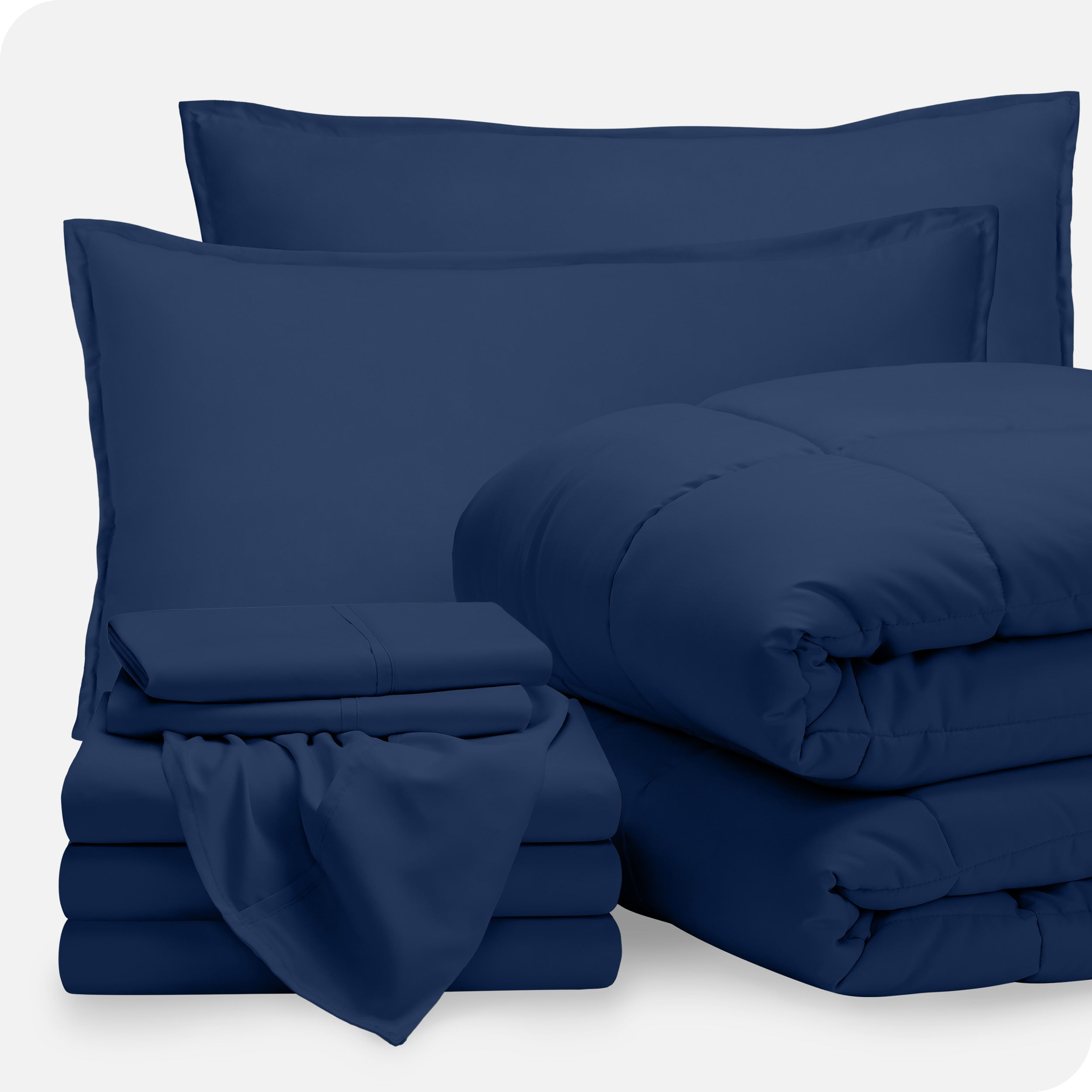 A bed in a bag folded and stacked neatly