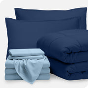 A bed in a bag folded and stacked neatly