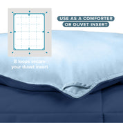 The 8 loops of the comforter used to attach a duvet cover.