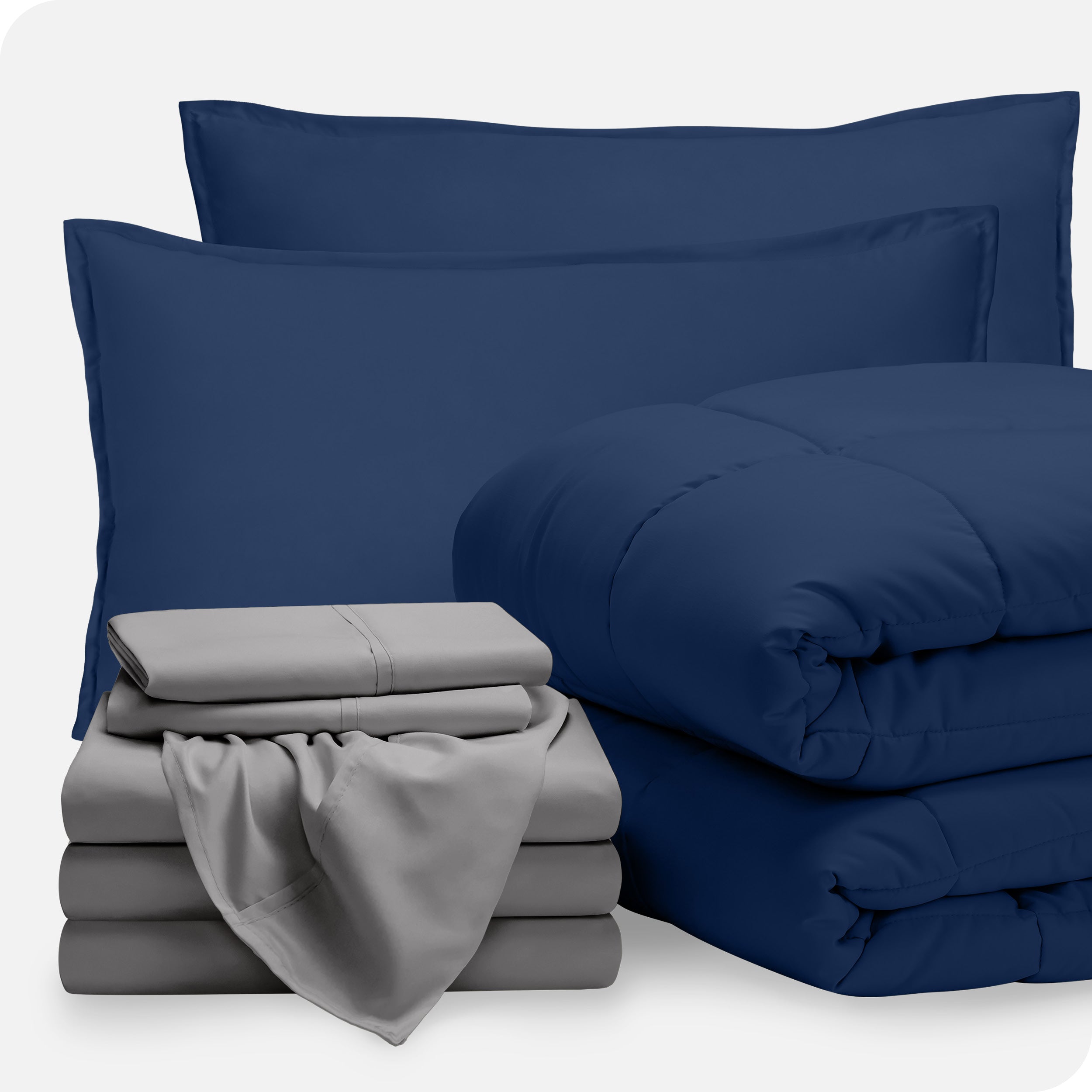 A bed in a bag folded and stacked neatly