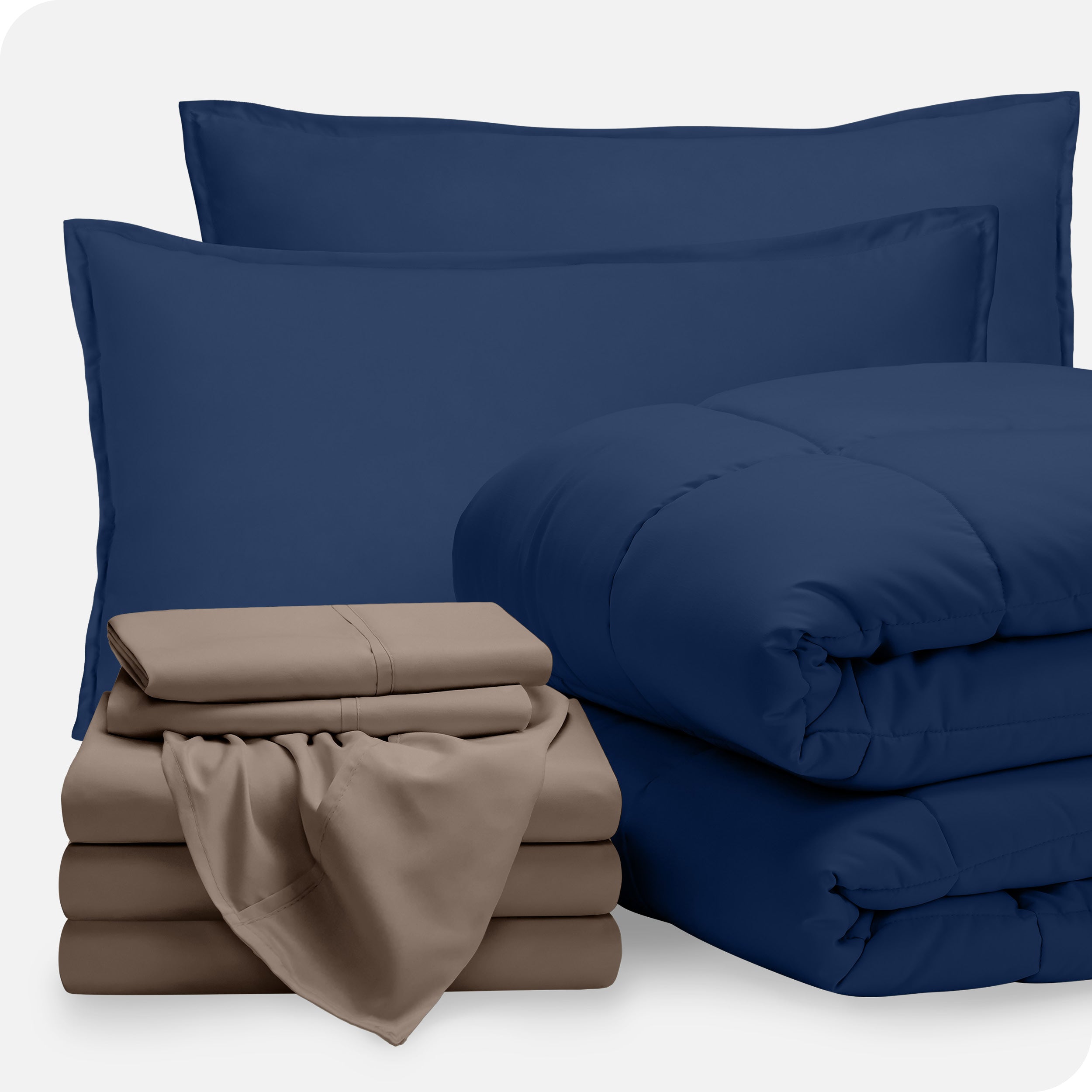 A bed in a bag folded and stacked neatly