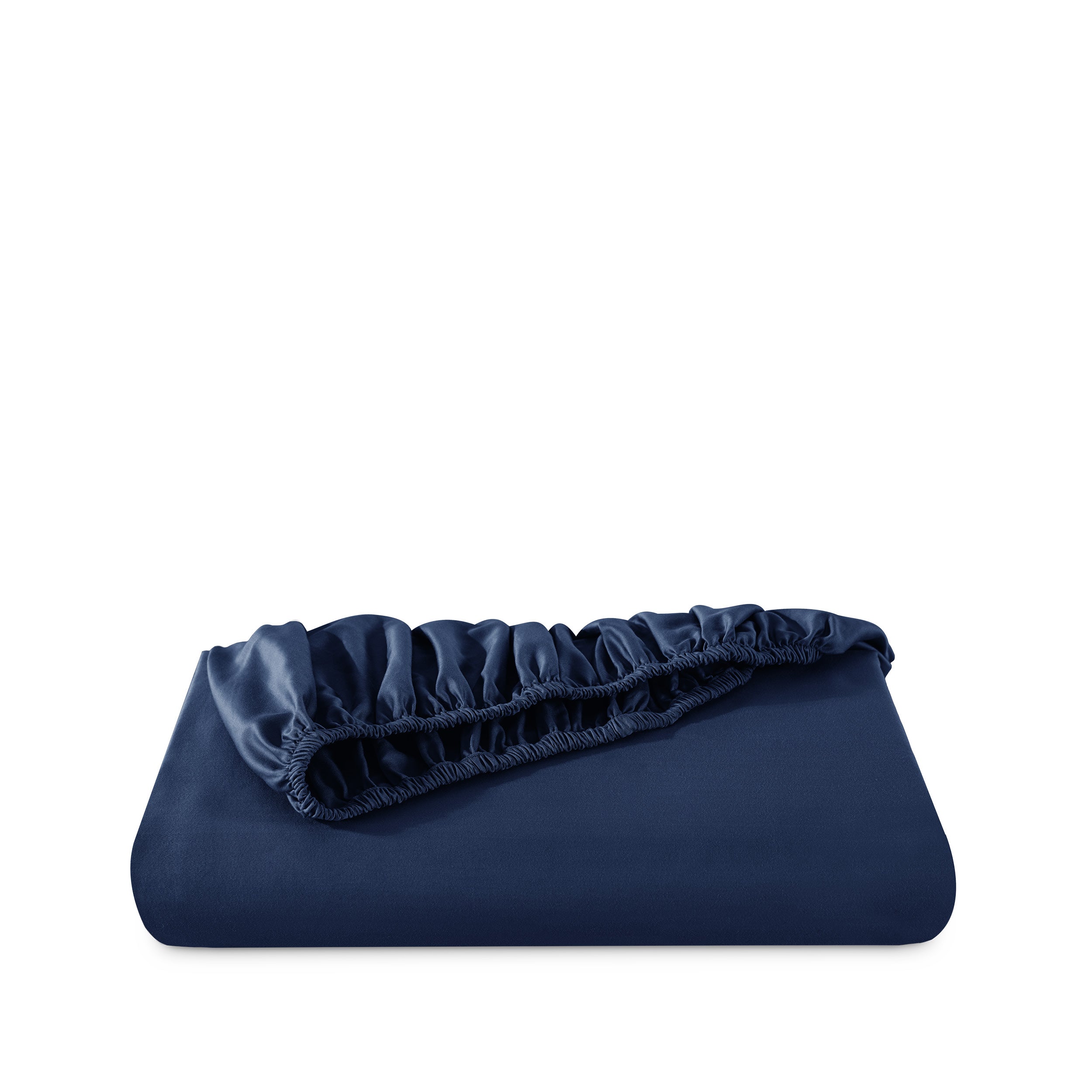 Fitted sheet neatly folded on a white background