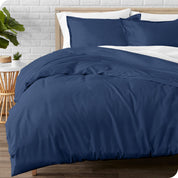 A modern bed with a flannel duvet cover set consisting of the duvet cover and two pillows.
