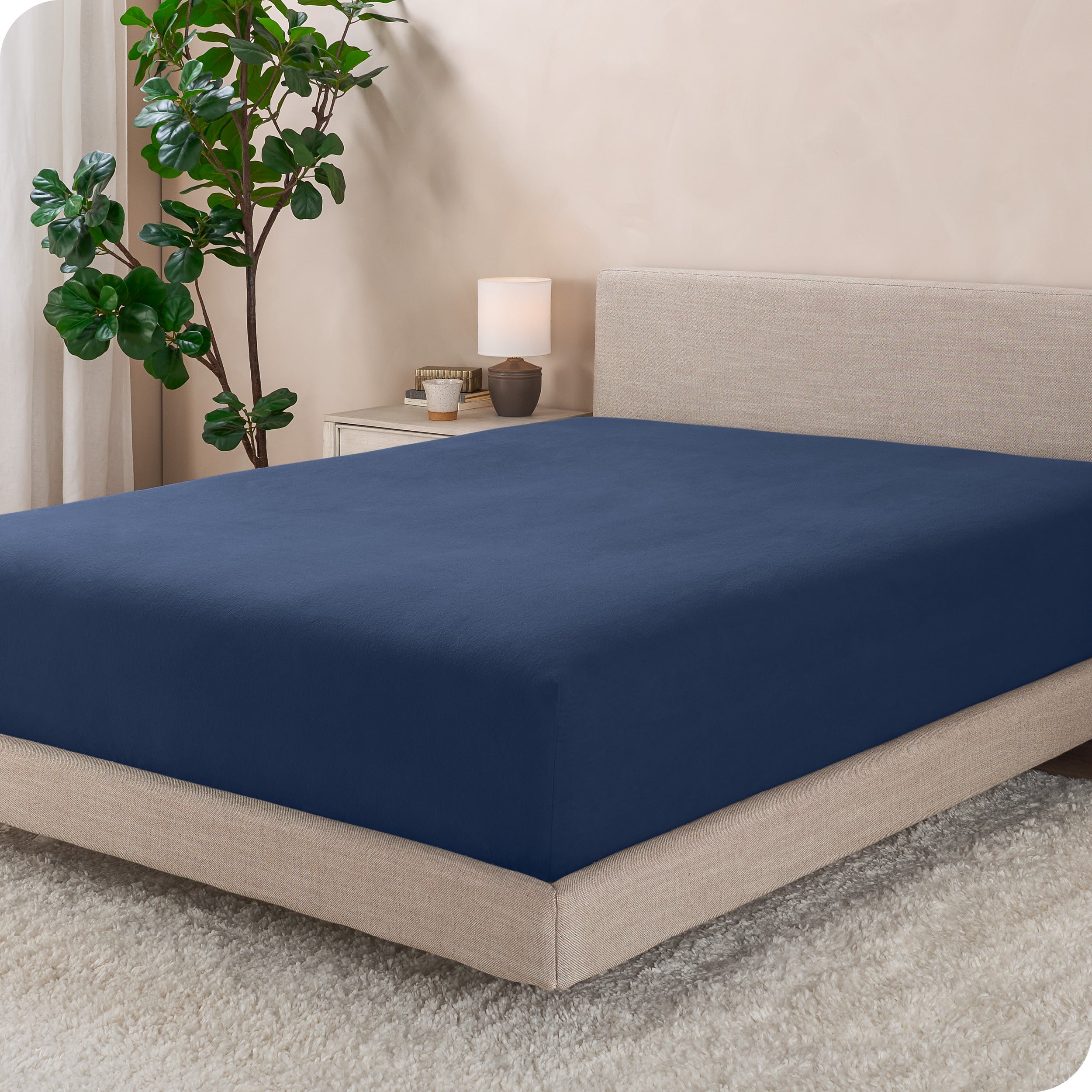 A flannel fitted sheet on a mattress