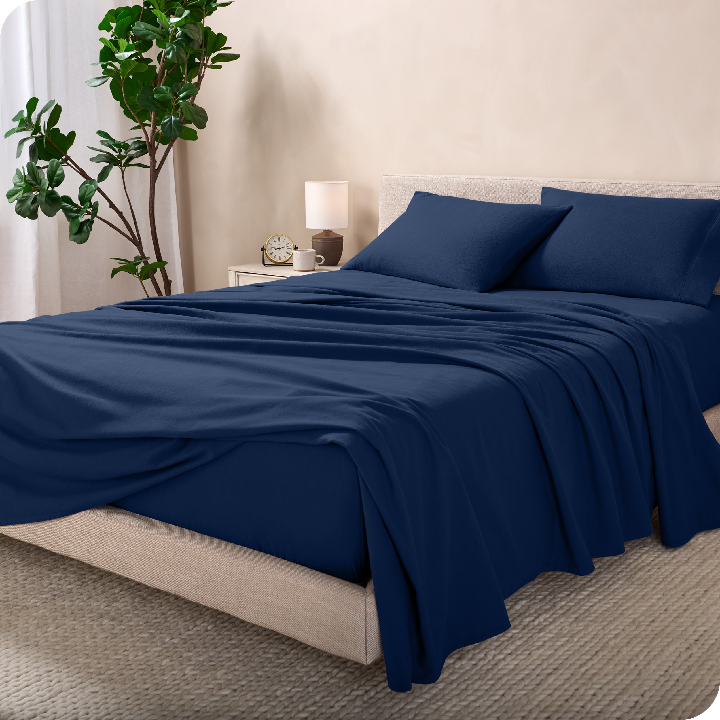 Flannel sheets on a bed