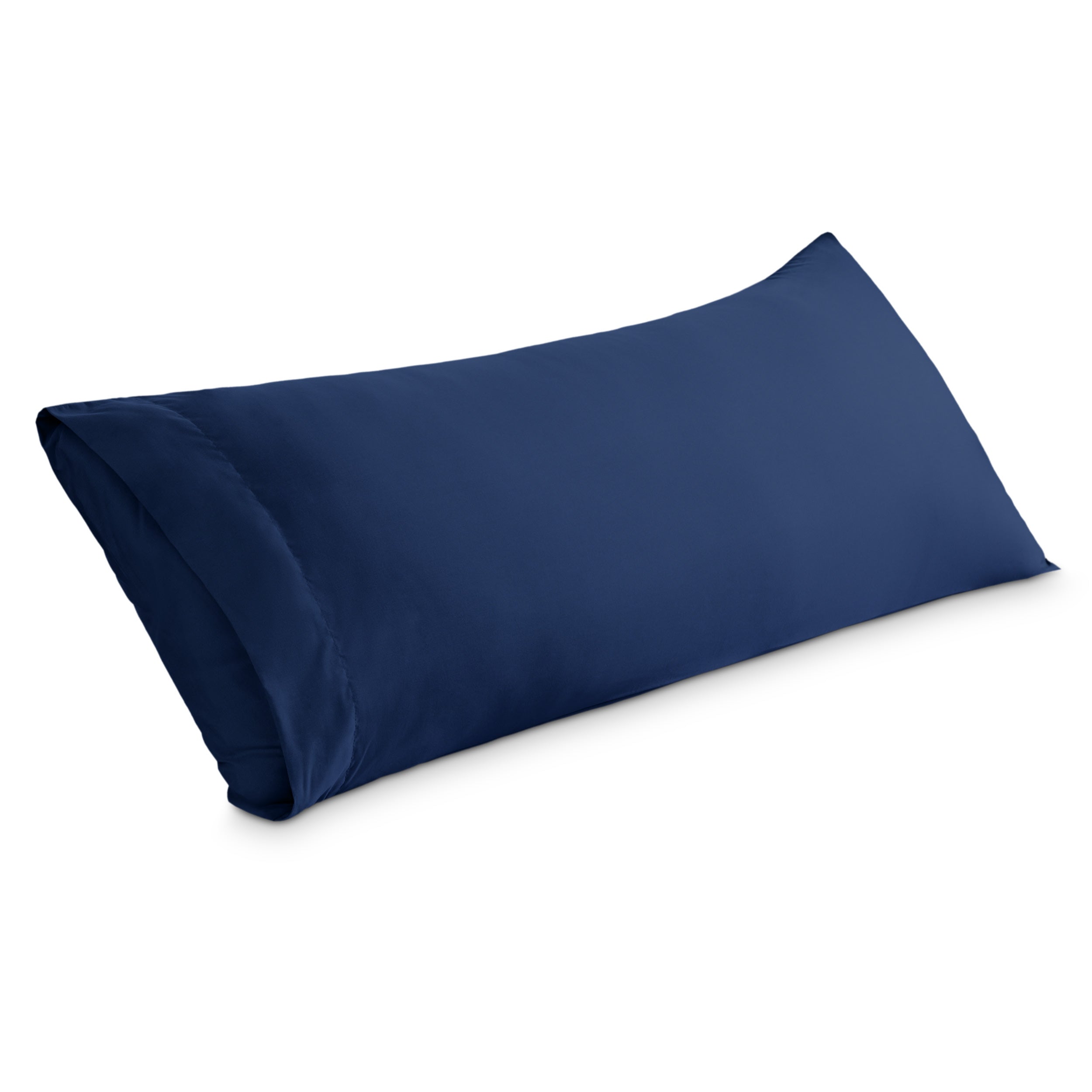 A body pillowcase on a pillow set against a headboard