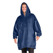 A man standing with a wearable blanket on