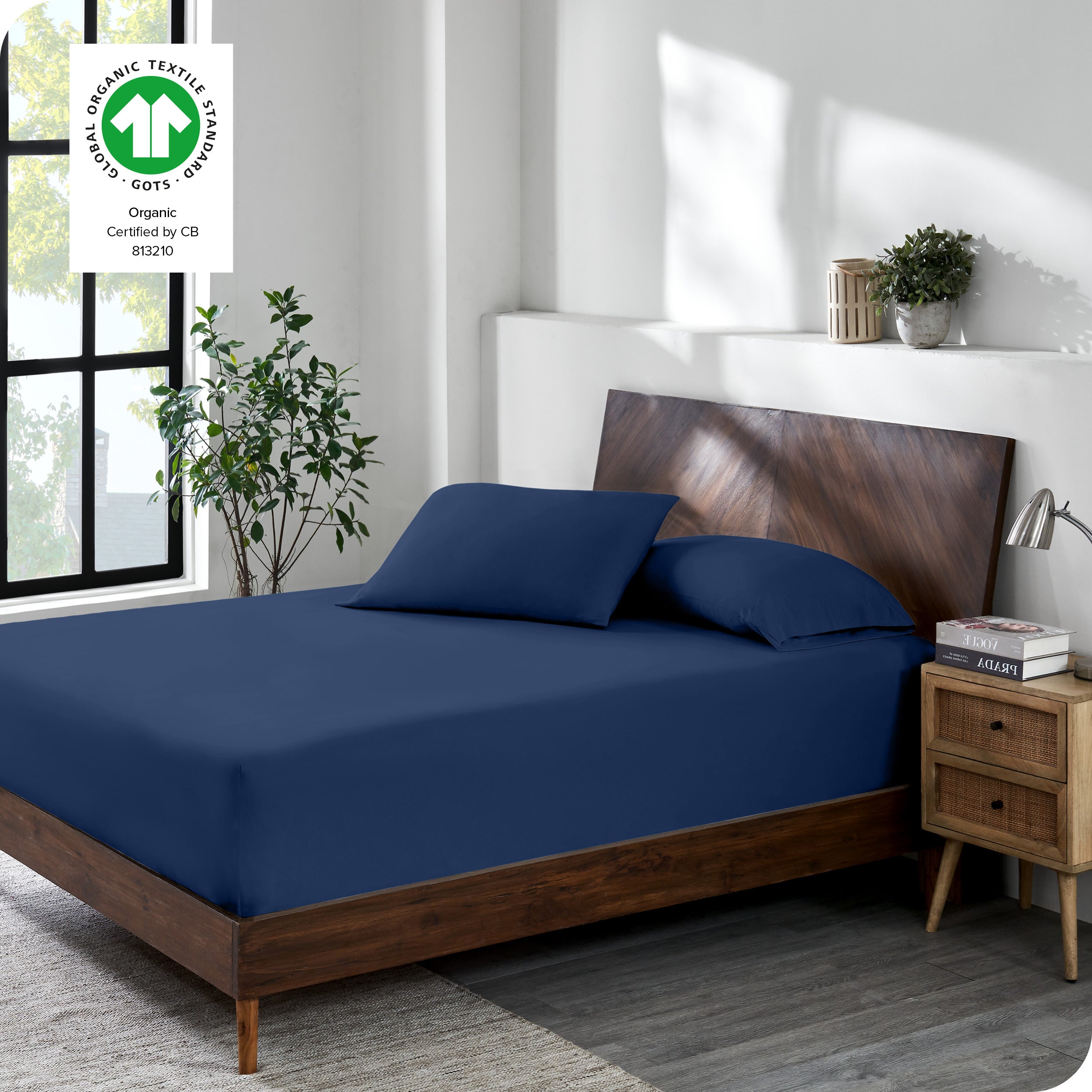 A single organic cotton fitted sheet folded