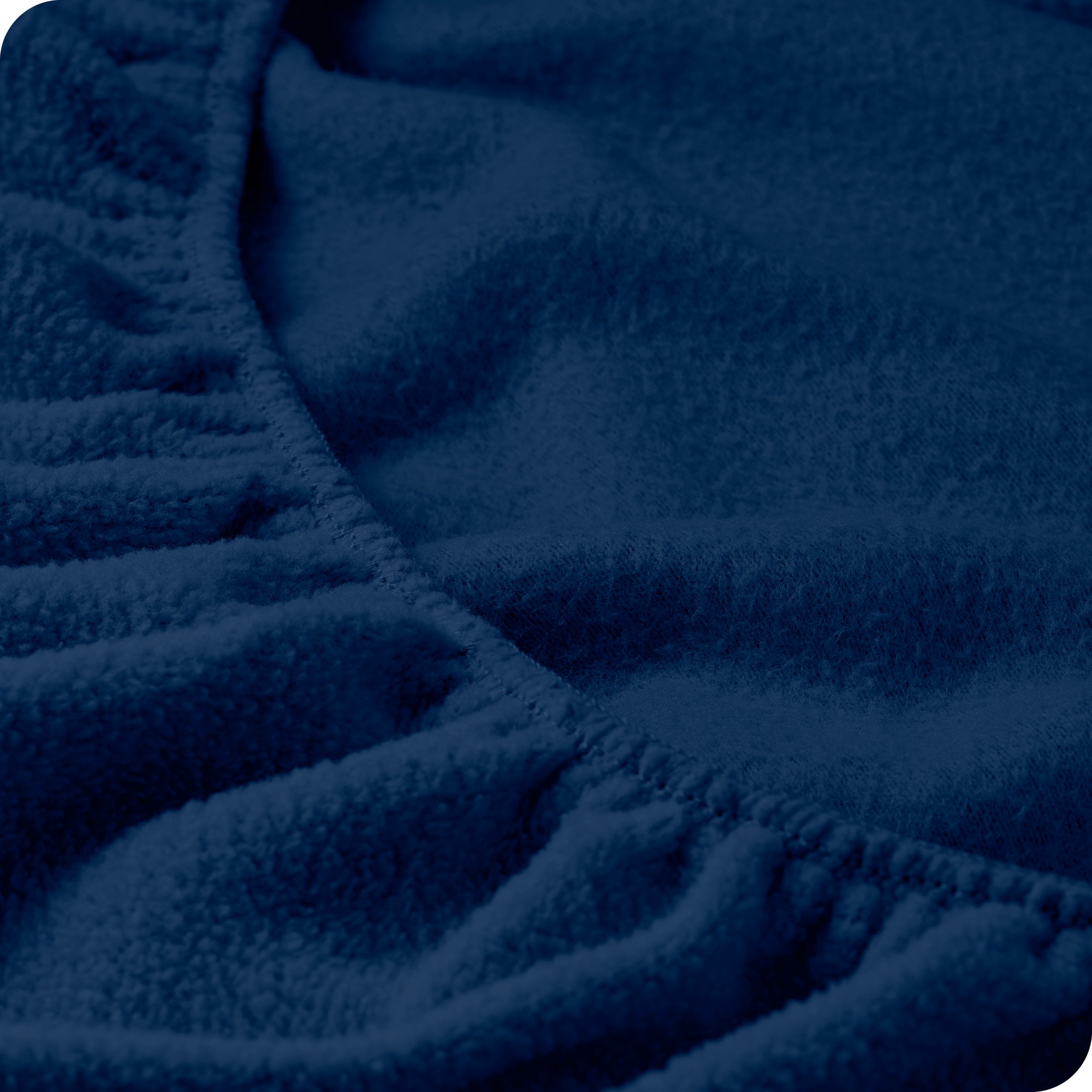 A close view of a polar fleece fitted pocket showing the texture.