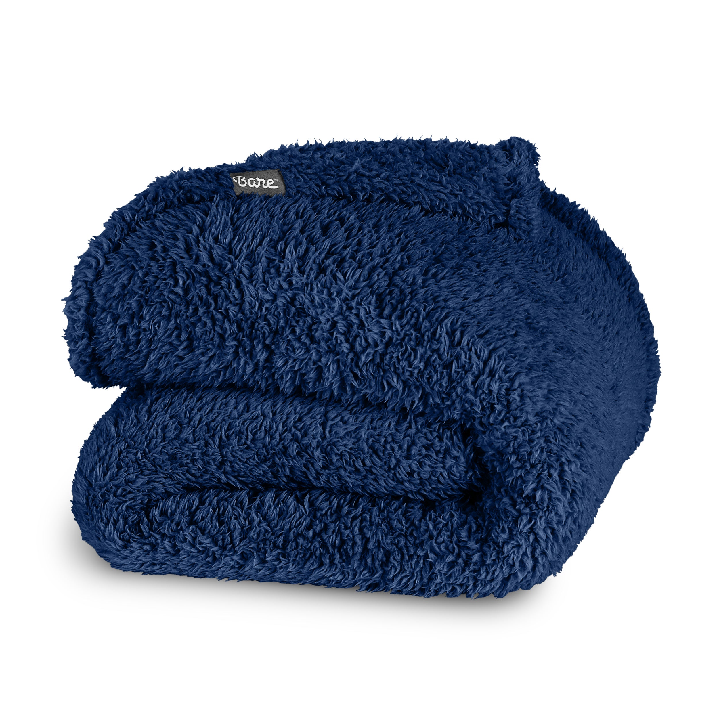 A faux shearling blanket folded neatly