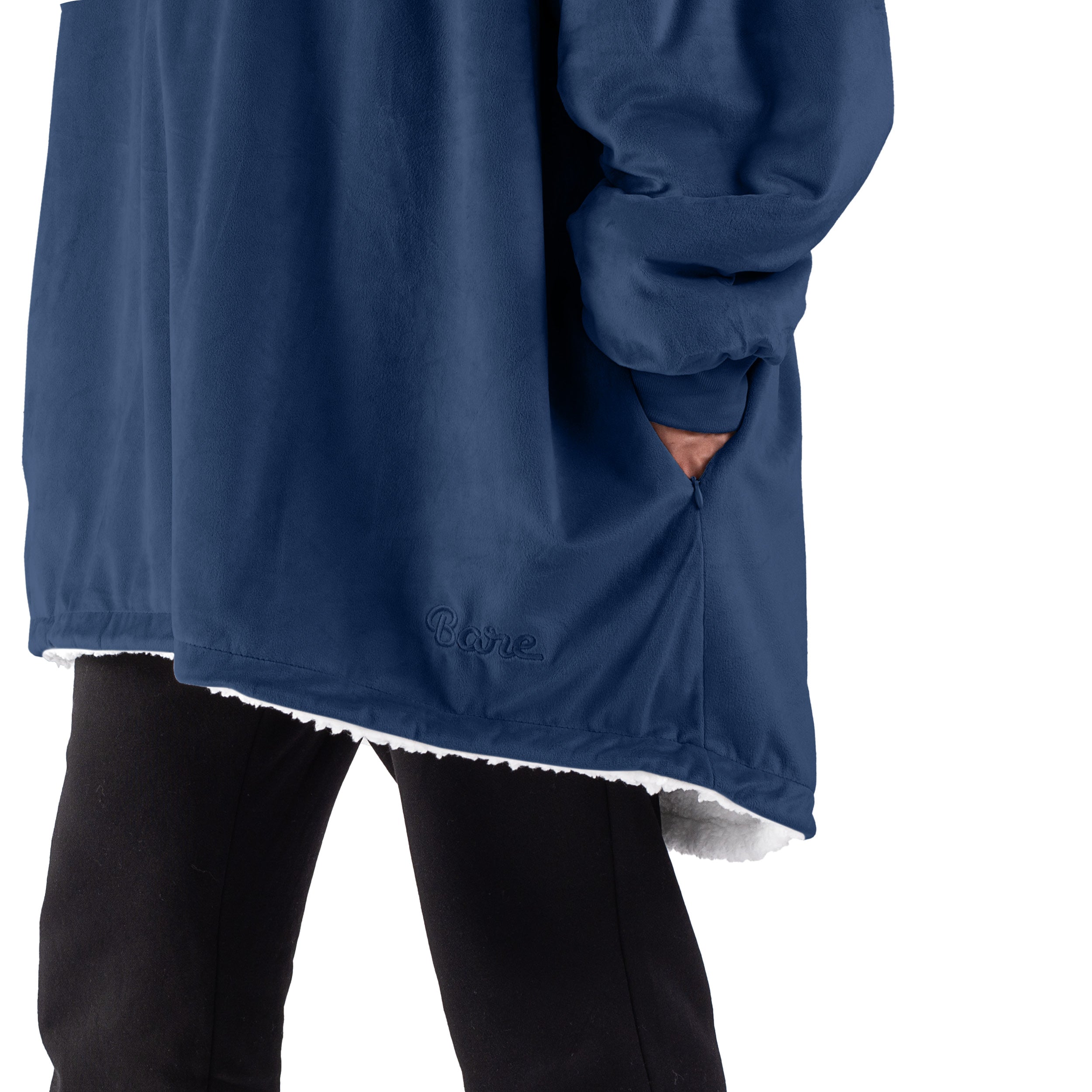 Close up of the pocket on a wearable blanket