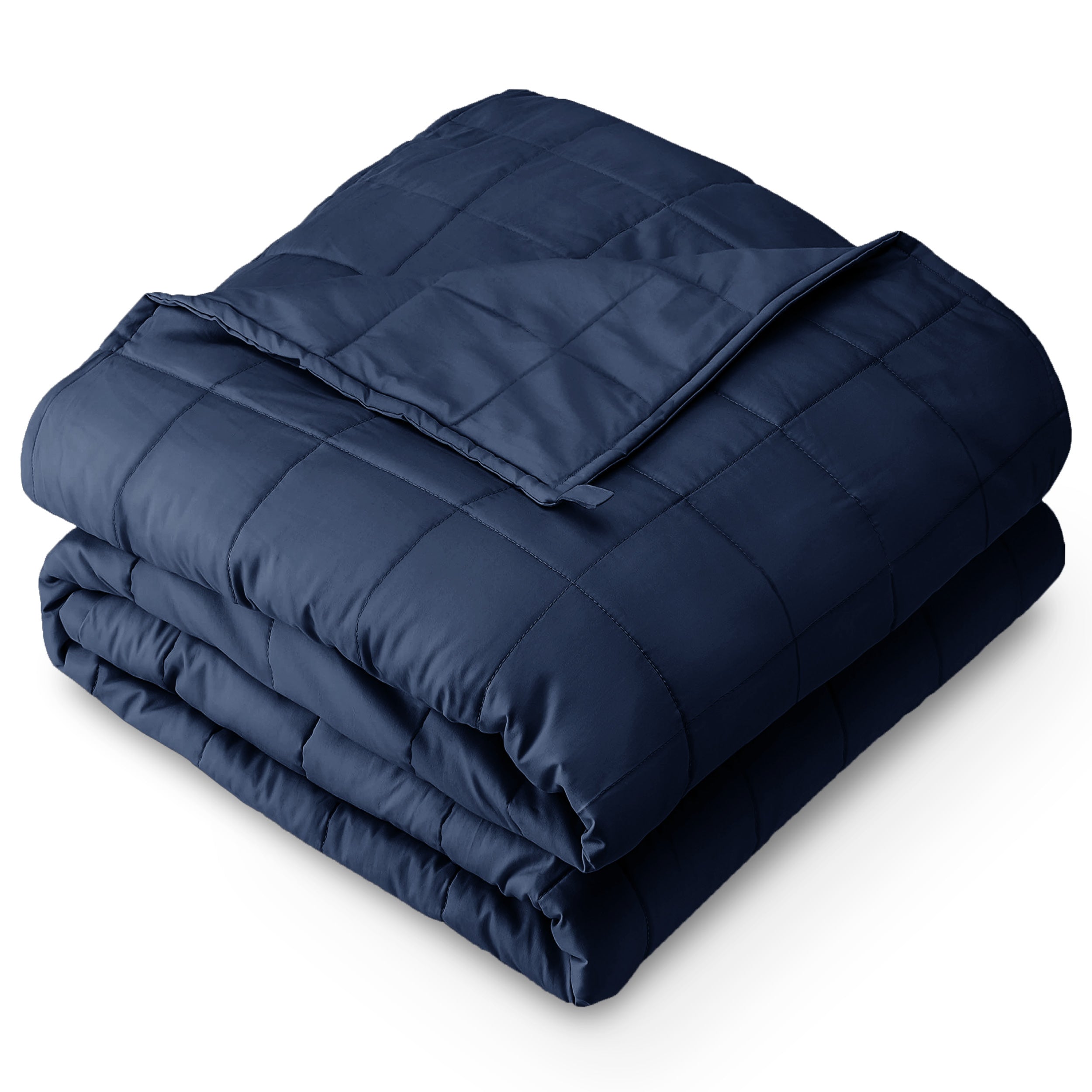 A cotton weighted blanket folded neatly